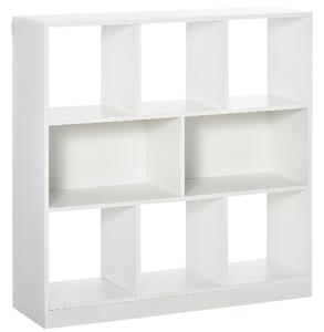 HOMCOM Mobile Libreria Portaoggetti a 3 Livelli e 8 Ripiani Totali, in MDF, 97.5x30x100 cm, Bianco|Aosom