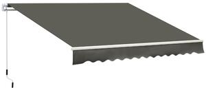 Outsunny Tenda da Sole per Esterno Avvolgibile a Bracci con Apertura a Manovella, 350x250 cm, Grigio | Aosom Italy