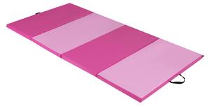 Costway Tappetino da ginnastica con 2 maniglie e 4 pannelli, Materassino pieghevole per yoga fitness allenamento Roseo
