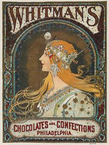 Stampa artistica Whitman's Chocolates Confections Vintage Art Nouveau - Alfons Mucha, (30 x 40 cm)