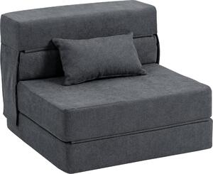 SunvelloPoltrona Letto Pieghevole Convertibile in Chaise Longue e Materasso, 80x80x64 cm, Grigio Scuro