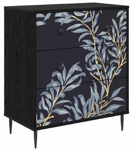 VidaXL Comodino DOKKUM, motivo a righe blu, 66 x 36,5 x 76 cm