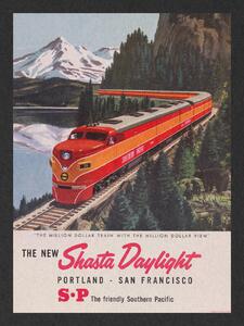 Stampa artistica The New Shasta Daylight Train Vintage Transport, (30 x 40 cm)