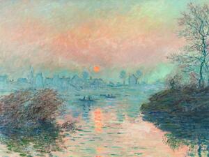 Riproduzione Setting Sun on the Seine - Claude Monet, (40 x 30 cm)