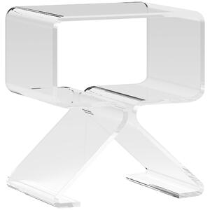 HOMCOM Tavolino Basso Geometrico a 2 Livelli in Acrilico con Gambe Triangolari, 40x30x45 cm, Trasparente