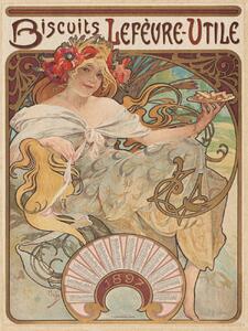 Riproduzione Biscuits Lef vre-Utile Biscuit Advert Vintage Art Nouveau - Alfons Mucha, (30 x 40 cm)