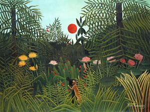 Stampa artistica Setting Sun in the Virgin Forest Tropical Rainforest Landscape - Henri Rousseau, (40 x 30 cm)