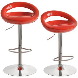 HOMCOM Set 2 Sgabelli da Bar Girevoli con Poggiapiedi, Altezza Regolabile Base in Acciaio Seduta in ABS, Rosso
