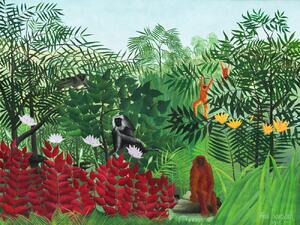 Stampa artistica Monkeys in the Tropical Forest Rainforest Jungle Landscape - Henri Rousseau, (40 x 30 cm)