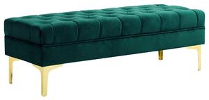 HOMCOM Cassapanca Contenitore Imbottita con Rivestimento Trapuntato in Tessuto Effetto Velluto,per fondoletto e ingresso, Verde Scuro| Aosom Italy