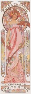 Stampa artistica Mo t Chandon White Star Champagne Beautiful Art Nouveau Lady Advertisement - Alfons Alphonse Mucha, (20 x 60 cm)