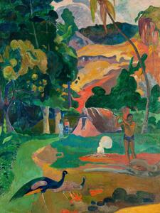 Riproduzione Landscape with Peacocks Vintage Tahitian Landscape - Paul Gauguin, (30 x 40 cm)