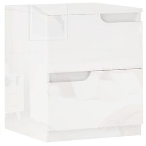 HOMCOM Cassettiera Moderno con 2 Cassetti senza maniglie in Legno e Design Lucido, guide in acciaio, 40x40x48 cm, Bianco|Aosom Italy