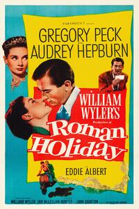 Riproduzione Roman Holiday Ft Audrey Hepburn Gregory Peck Vintage Cinema Retro Movie Theatre Poster Iconic Film Advert, (26.7 x 40 cm)