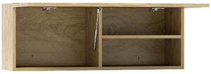 HOMCOM Mobiletto Bagno Pensile con Anta a Ribalta e Ripiani, 80x25x30 cm, Legno Naturale