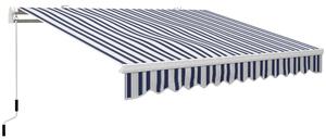 Outsunny Tenda da sole a bracci retraibili con Manovella, Tenda Parasole a Manovella in Metallo e Alluminio, 395x245 cm, Blu e Bianca | Aosom Italy