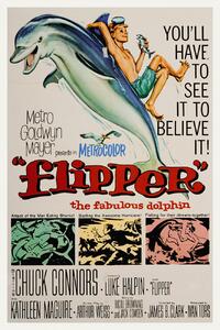 Riproduzione Flipper The Fabulous Dolphin Vintage Cinema Retro Movie Theatre Poster Iconic Film Advert, (26.7 x 40 cm)