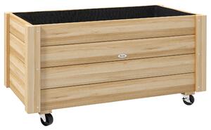 Outsunny Fioriera da Giardino con Foro di Drenaggio e Rotelle, in Legno di Abete, 89x48x47 cm|Aosom