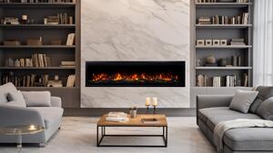 Camino elettrico AFLAMO Royal 3D 140 - fuoco realistico - da parete o da incasso - 140x48x22 cm - camino elettrico decorativo a LED con funzione di riscaldamento 750/1500 W