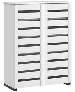 HOMCOM Mobile Scarpiera Moderno a 5 Livelli con 4 Ripiani Regolabili e Ante a Doghe, per 15 paia di scarpe in Legno, 76x33Px98 cm, Bianco | Aosom Italy
