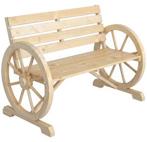 Outsunny Panchina da Giardino da 2 Posti con Braccioli a Ruota, Panchina da Esterno a Doghe in Legno di Abete, Stile Country, Panca per Terrazza Patio e Cortile, 105.5x56x79 cm, Color Legno | Aosom Italy