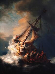 Stampa artistica The Storm on the Sea of Galilee Vintage Boat - Rembrandt, (30 x 40 cm)