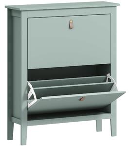 HOMCOM Scarpiera Slim con 2 Cassetti e Ripiani Regolabili per 14 Paia di Scarpe EU44, 80x24x95,5 cm, Verde | Aosom Italy