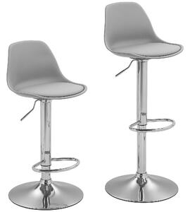 HOMCOM Set 2 Sgabelli Bar con Altezza Regolabile, Sgabelli Cucina Alti in PU con Schienale, Poggiapiedi e Seduta Morbida, Struttura in Acciaio, Sedie Bar Alte Girevoli a 360°, per Penisola, Grigio | Aosom Italy