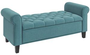 HOMCOM Panca Fondo Letto in Tessuto Vellutato con Vano Contenitore e Braccioli, 126x48.5x57 cm, Verde | Aosom Italy
