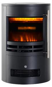 SunvelloCamino Elettrico da Terra 900W/2000W con Effetto Fiamma, Caminetto Elettrico con Temperatura Regolabile e Protezione da Surriscaldamento, 41x41x64.5cm, Nero