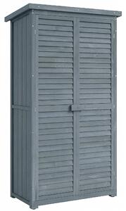 Outsunny Armadio da Giardino in Legno con 2 Porte a Persiana e Ripiani Interni, 87x46.5x160 cm, Grigio | Aosom Italy