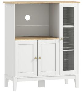 HOMCOM Mobile Microonde con Armadietto Inferiore e 3 Ripiani Laterali con Anta in Vetro, in Legno, 80x35x97 cm, Bianco | Aosom Italy