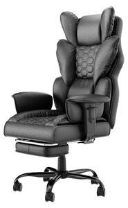QEENTOE, sedia ergonomica da ufficio, colore nero, schienale alto, poggiapiedi, sedia girevole in ecopelle con ruote e braccioli imbottiti, comoda sedia girevole per casa e ufficio