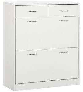 HOMCOM Mobile Scarpiera da 12 Paia con 2 Ripiani Interni Regolabili e 2 Cassetti, in Legno, 80x30x91.5 cm, Bianco | Aosom Italy