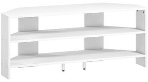 HOMCOM Mobile TV ad Angolo per 47" max con 2 Ripiani Aperti, in Legno, 110x36x45 cm, Bianco | Aosom Italy