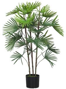 HOMCOM Palma Artificiale da 90 cm a 24 Foglie in Plastica Verde con Vaso da Ø16.5x13.5 cm | Aosom Italy