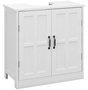 Kleankin Mobile per Lavabo con Piedistallo, Mobile Sotto Lavabo con 2 Ante e Scaffale Regolabile, Mobile da Bagno con Ritaglio a Forma di U, Bianco | Aosom Italy
