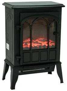 SunvelloCamino da Terra Elettrico Potenza 1000W / 2000W con Effetto Fiamma Luminosità Regolabile, Caminetto Elettrico con Temperatura Regolabile e Protezione Anti Surriscaldamento, 39x23x56.5cm, Nero