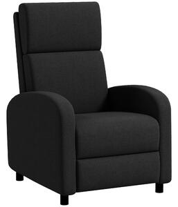 HOMCOM Poltrona Relax Reclinabile Manuale 160° con Poggiapiedi in Tessuto Effetto Lino, Nero | Aosom Italy