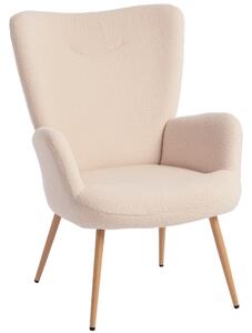 HOMCOM Poltrona Moderna in Tessuto Sherpa Imbottita con Schienale Alto e Braccioli, Beige | Aosom Italy