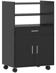 HOMCOM Mobile Microonde in Legno con Cassetto, Armadietto a 2 Ante e 2 Ripiani, 59x40x92 cm, Nero | Aosom Italy