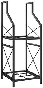 Outsunny Portalegna a 2 Livelli in Metallo con Base Rialzata, 34x30x80 cm, Nero | Aosom Italy