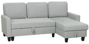 HOMCOM Divano Letto Contenitore 3 Posti in Tessuto Effetto Lino, Grigio e Nero | Aosom Italy