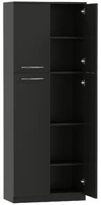 HOMCOM Mobile Contenitore Minimal con 2 Armadietti e Mensole Regolabili, in Legno Nero, 59x31x155 cm | Aosom Italy