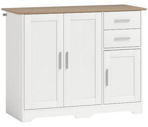HOMCOM Credenza Moderna in Legno con 2 Cassetti e 2 Armadietti, 100x40x78 cm, Bianco e color Legno | Aosom Italy