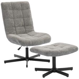 HOMCOM Poltrona Reclinabile su 4 Livelli Effetto Velluto con Poggiapiedi Indipendente, 66x80x93-104 cm, Grigio | Aosom Italy