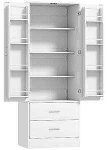 HOMCOM Credenza da Cucina con Armadietto con 8 Ripiani Portaspezie e 2 Cassetti, 60x40x159 cm, Bianco | Aosom Italy