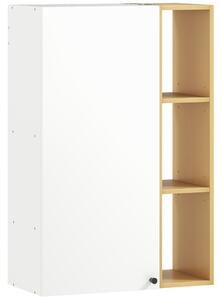 HOMCOM Armadietto Bagno a Parete con Ripiani Regolabili e 3 Mensole Aperte, 59.5x30x90 cm, Bianco e Legno | Aosom Italy