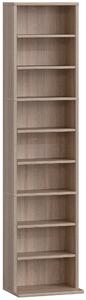 HOMCOM Scaffale Porta CD con 6 Ripiani Regolabili, Capacità di 260 CD/120 DVD, 33x24x140 cm, Color Legno | Aosom Italy