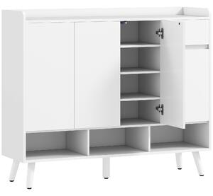 HOMCOM Scarpiera Ingresso in Legno con 4 Ante Design Push-to-Open, Ripiani Regolabili, Cassetto, 3 Vani Aperti, Bianco | Aosom Italy